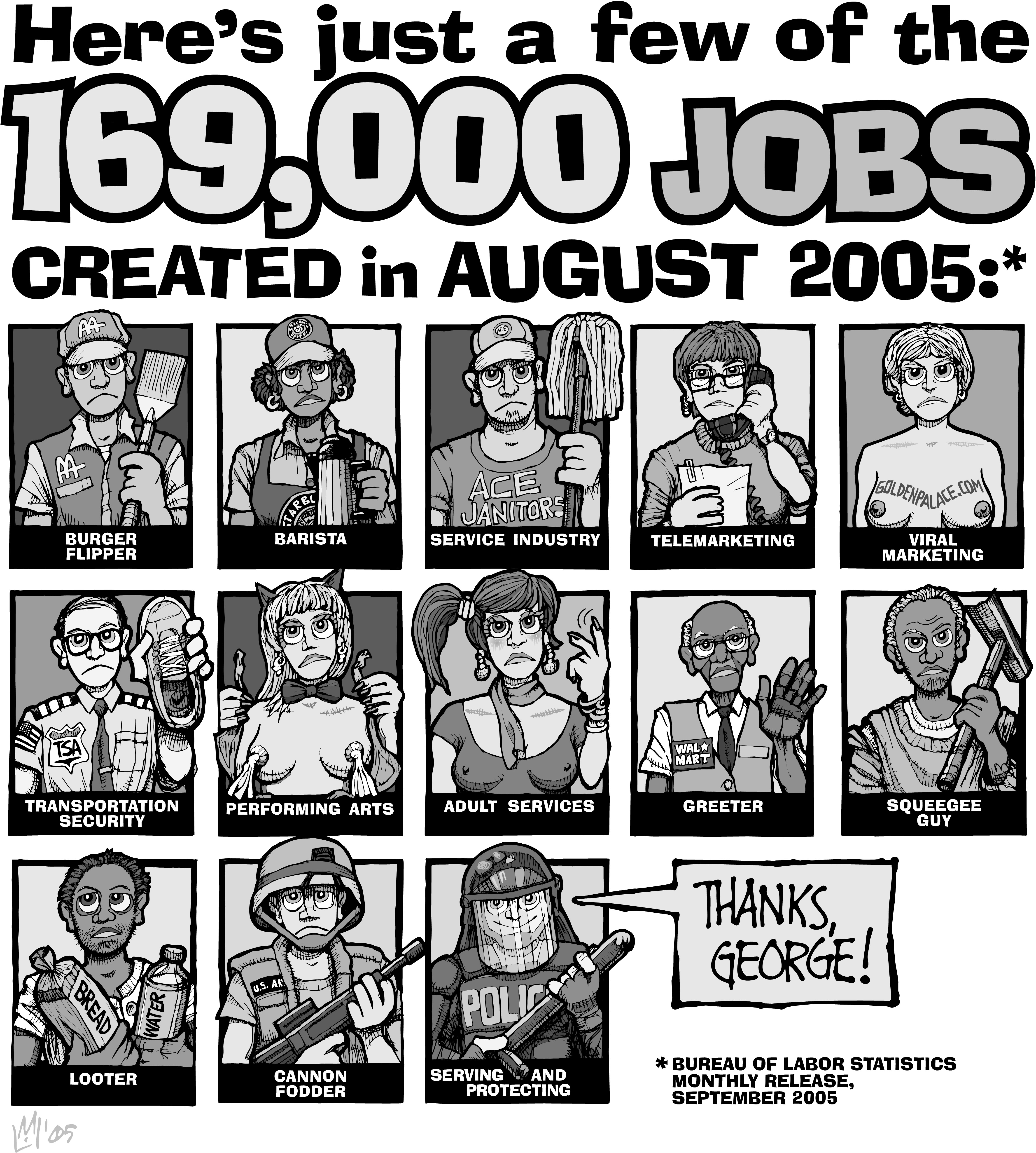 Mike Flugennock: Political Cartoons » Archive » 169,000 New Jobs!  freelance jobs new orleans